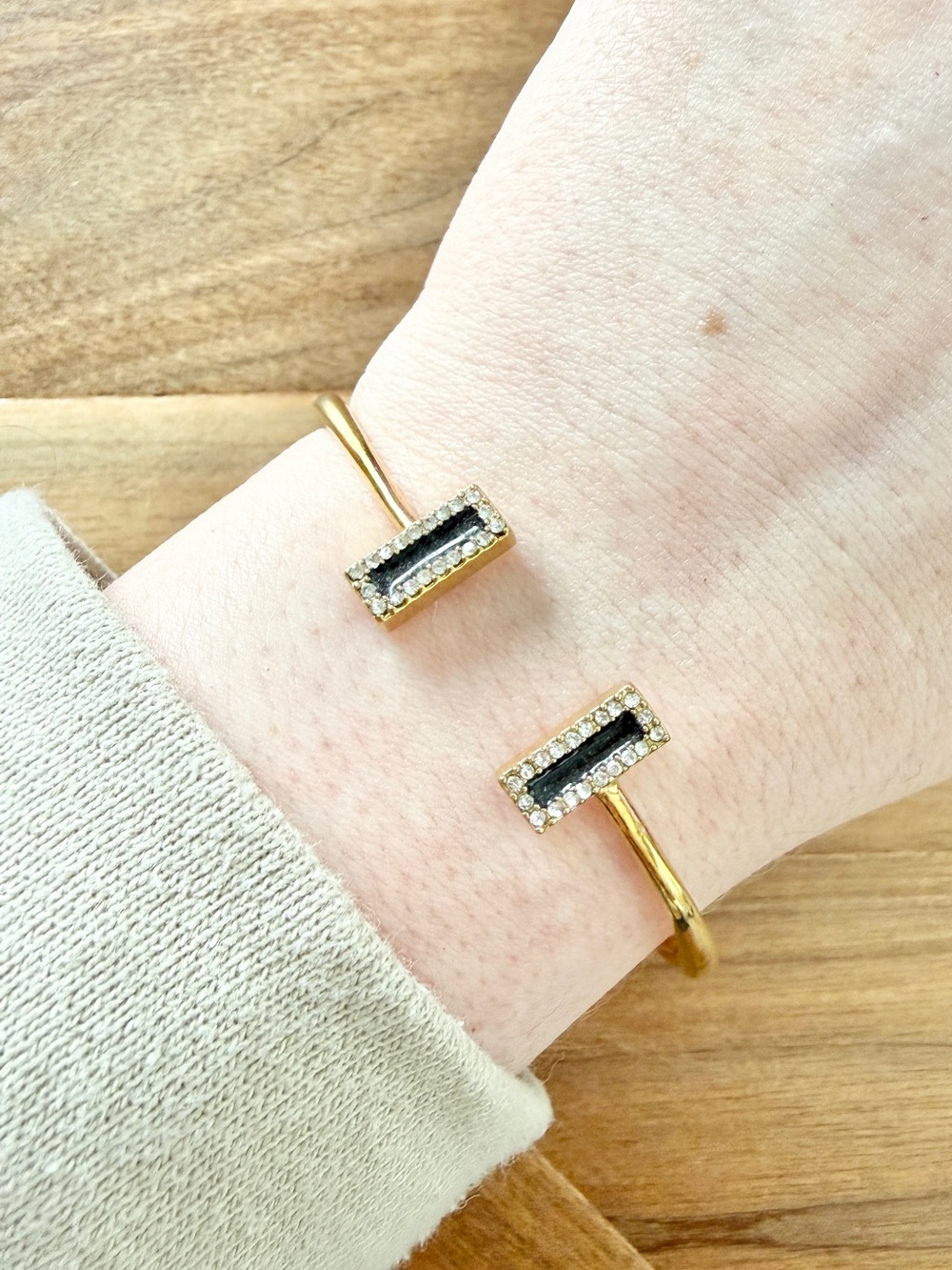 Kate Spade Gold Tone Crystal Hinge Bracelet Black